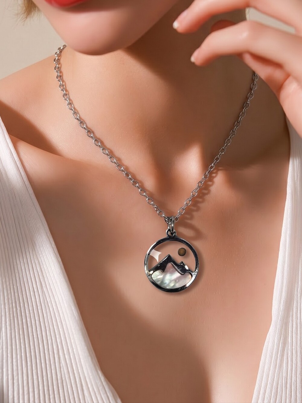 Mustard Seed Faith Mountain Pendant Necklace Silver Stainless Steel Dainty Gift